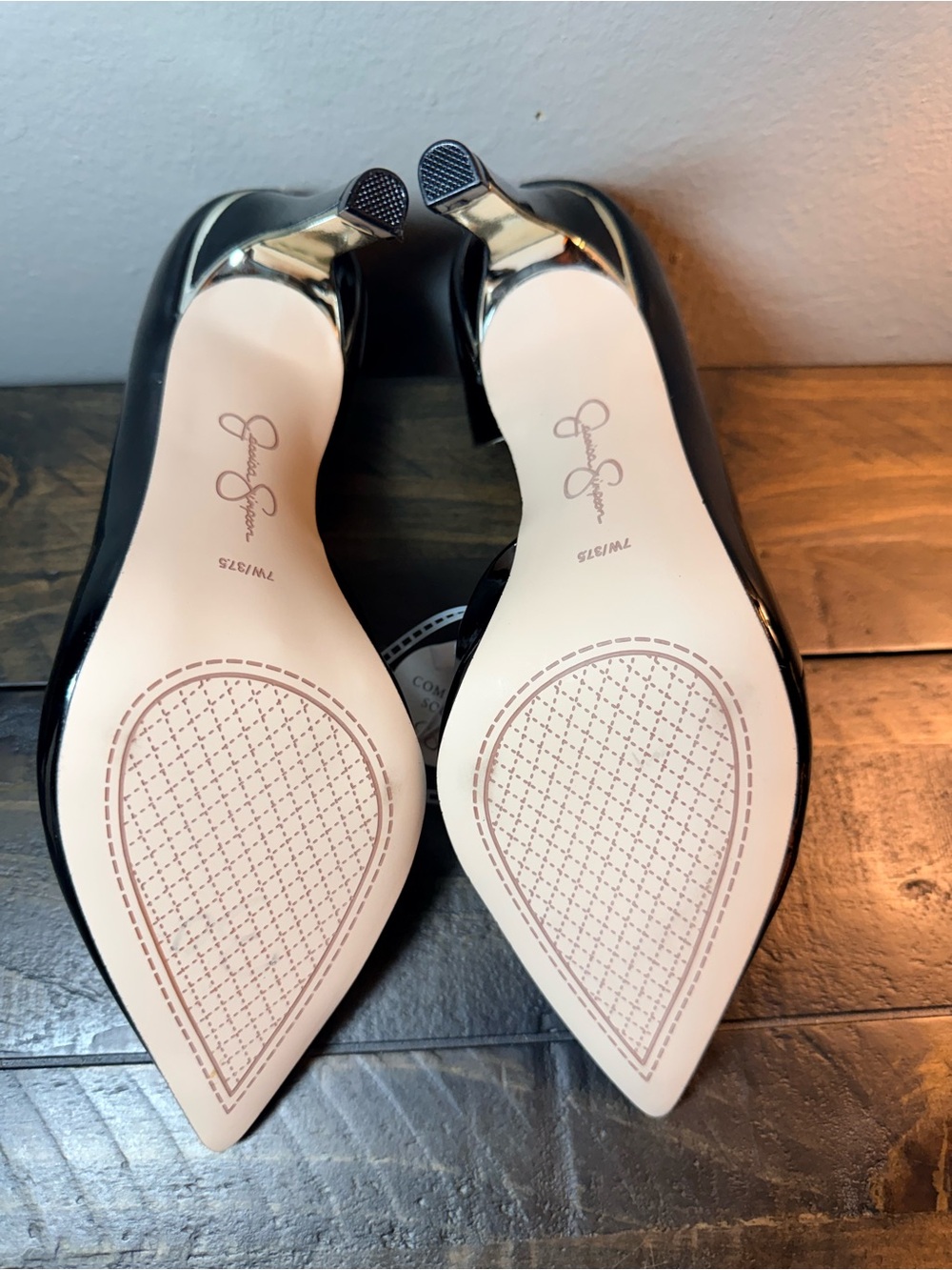 Jessica Simpson Black Patent High Heel Pump Size 7W New - Picture 6 of 9